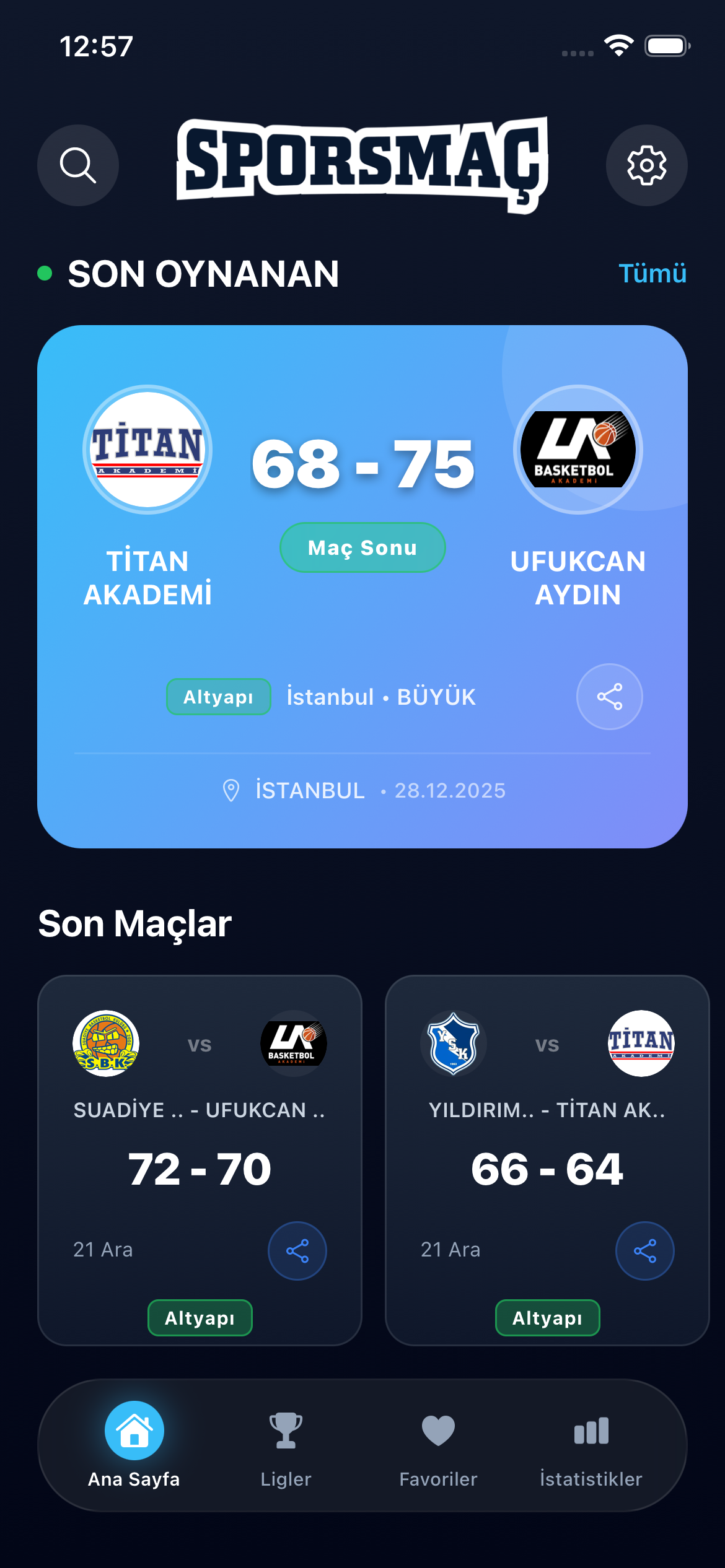 Sporsmaç Mobil Uygulama